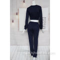 Black Crop Suit For Lady